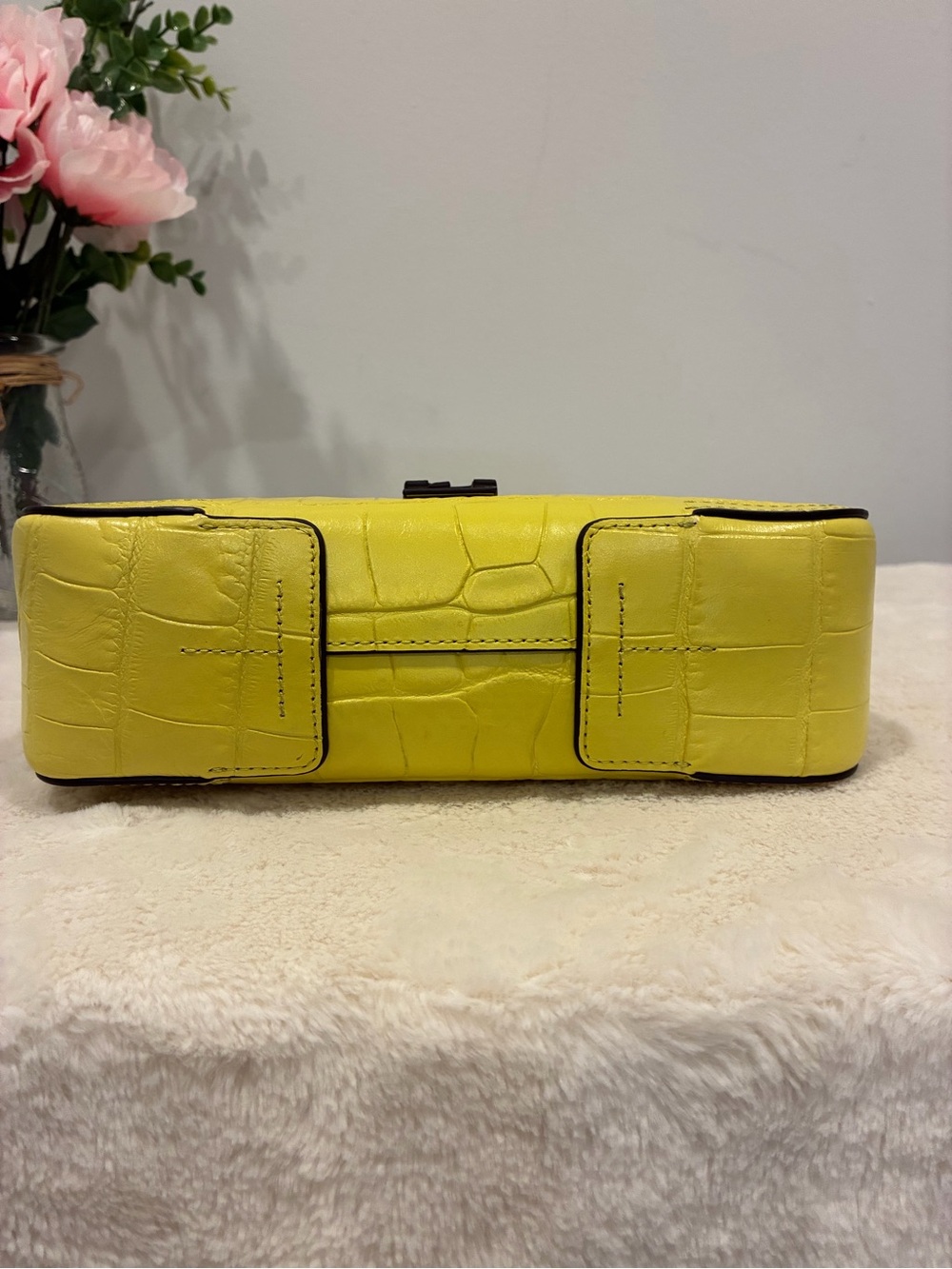Furla Atena S Crossbody Yellow Croc Embossed Leather WB00397K0000 Made Italy - Picture 6 of 11